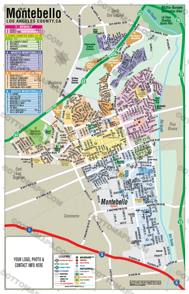Montebello Map, Los Angeles County, CA - FILES - PDF and AI, editable, vector, royalty free - Image 3