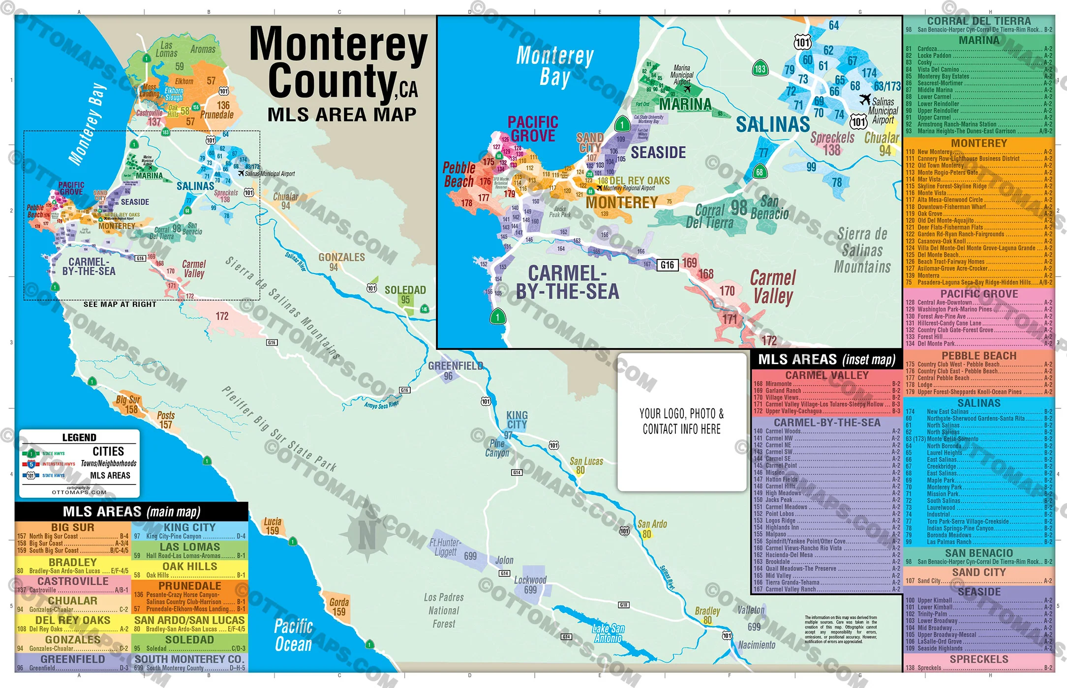 Monterey County MLS Area Map - California - FILES - PDF and AI, editable, vector, royalty free - Image 3