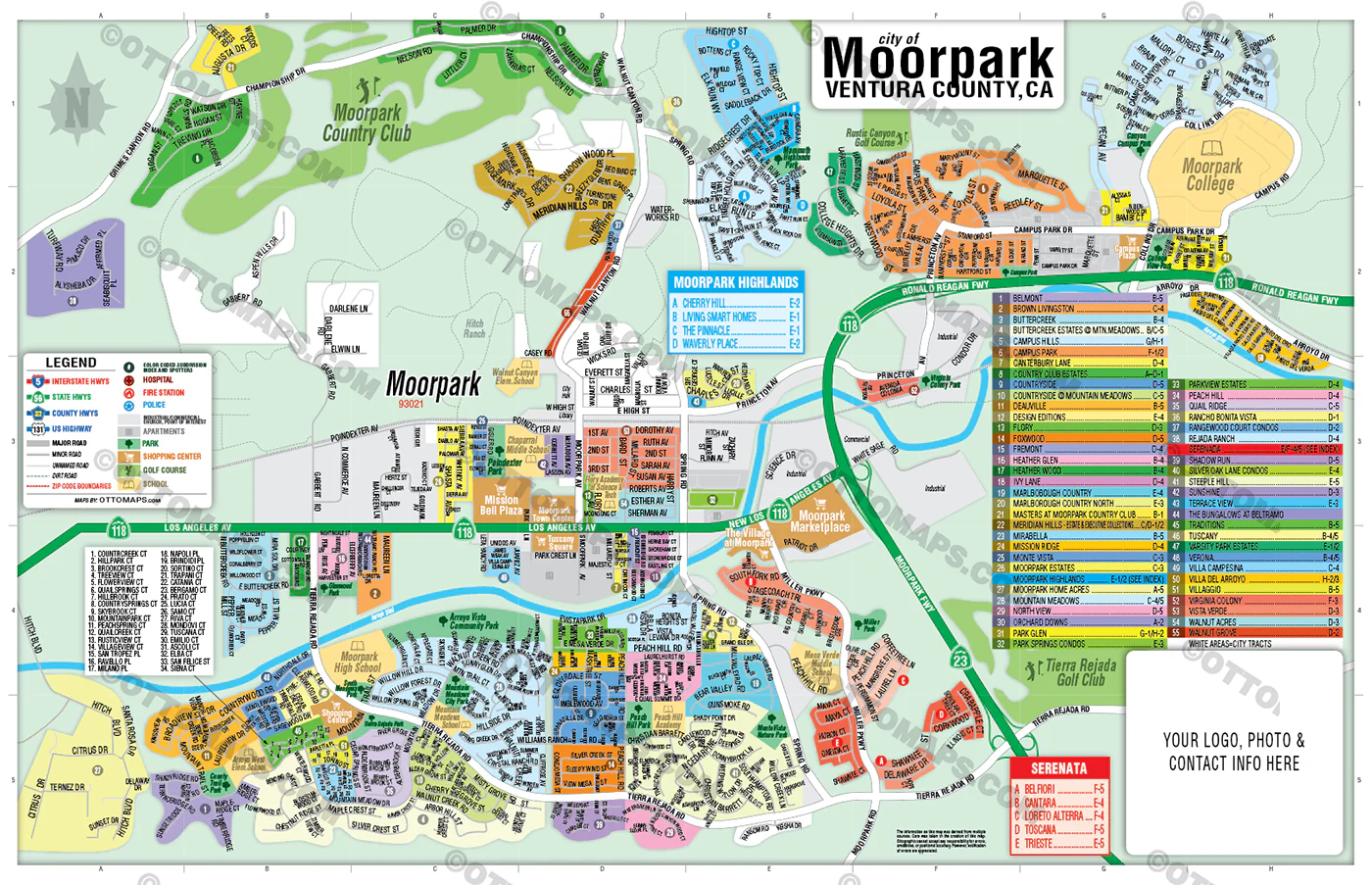 Moorpark Map, Ventura County, CA - FILES - PDF and AI, editable, vector, royalty free - Image 2