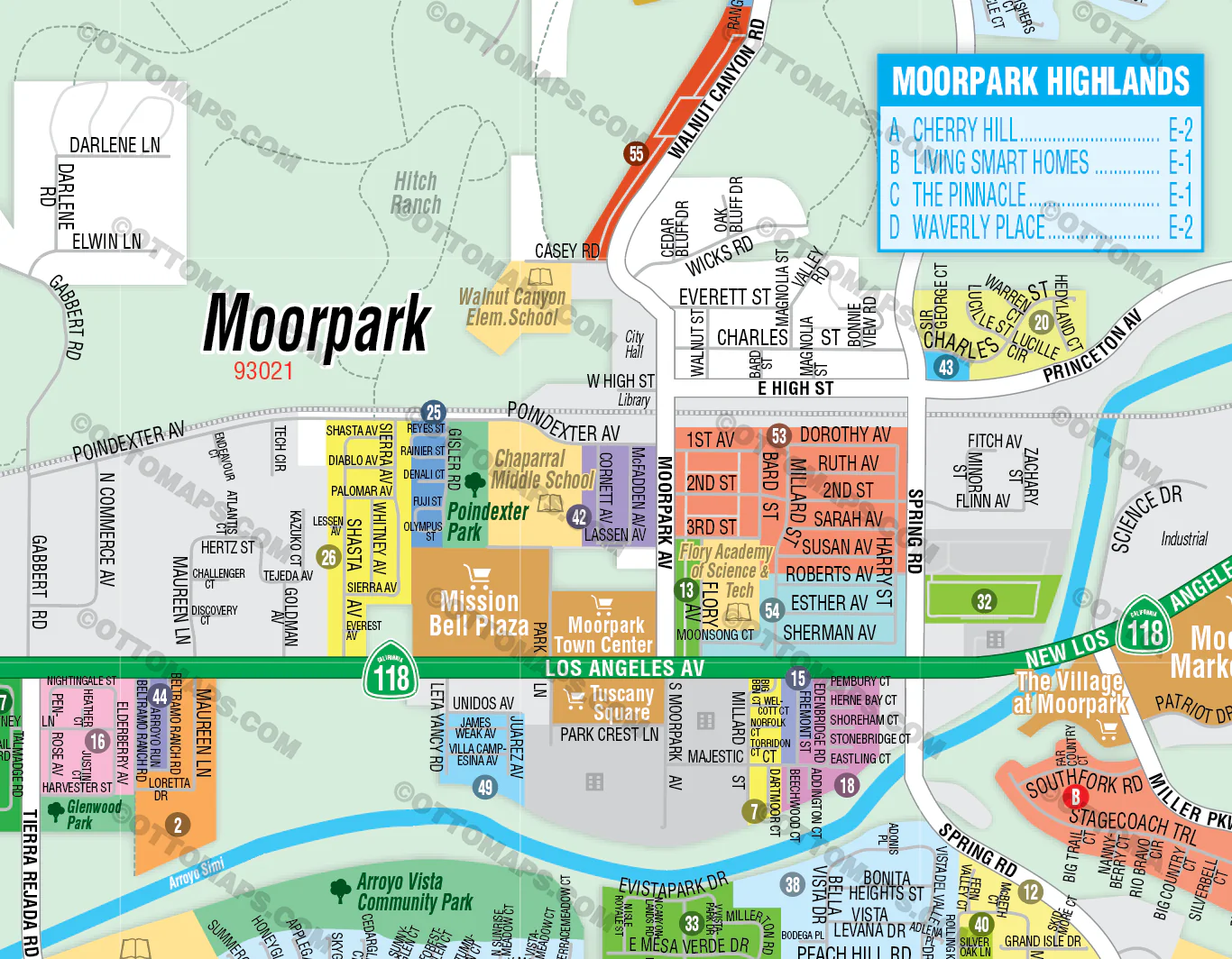 Moorpark Map, Ventura County, CA - FILES - PDF and AI, editable, vector, royalty free - Image 3