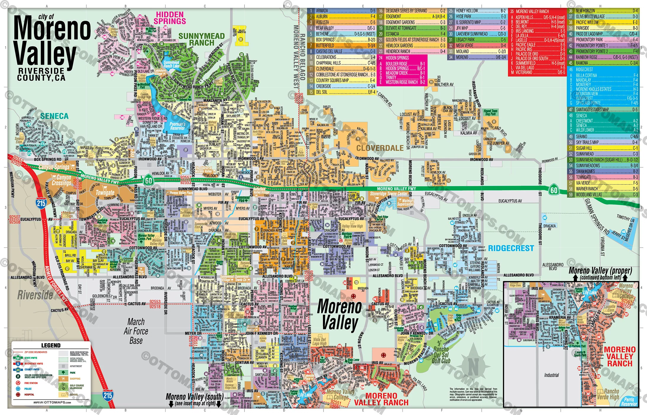 Moreno Valley Map, Riverside County, CA - FILES - PDF and AI, editable, vector, royalty free - Image 3