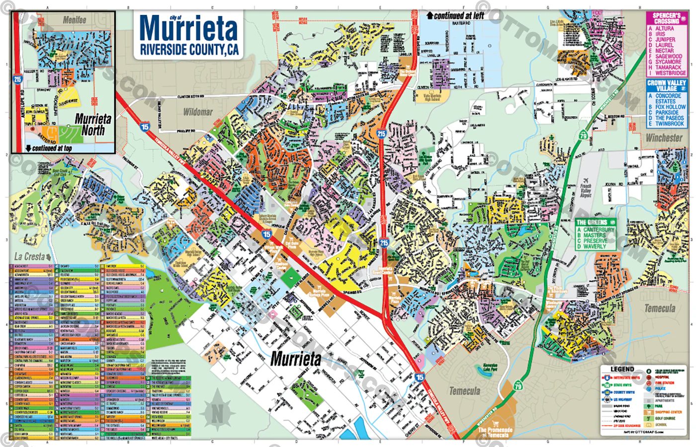 Murrieta Map, Riverside County, CA - POSTER PRINTS