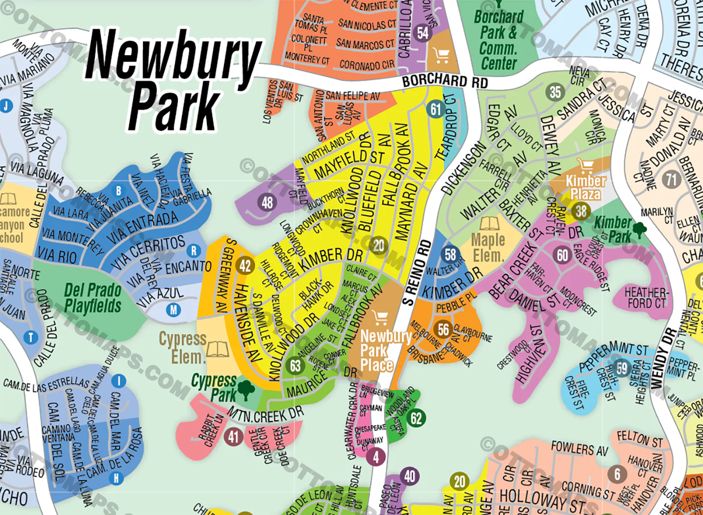 Newbury Park Map, Thousand Oaks, Ventura County, CA - FILES - PDF and AI, editable, vector, royalty free - Image 2