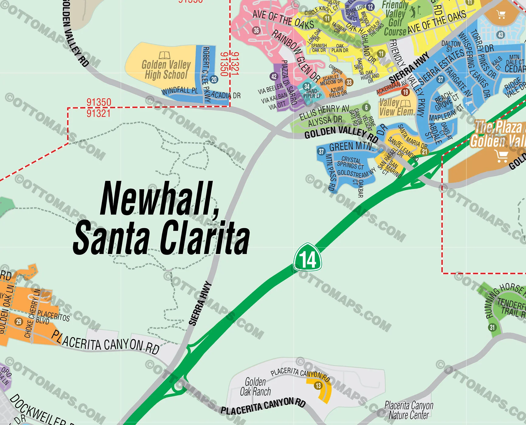 Newhall Map, Santa Clarita, CA - FILES - PDF and AI, editable, vector, royalty free - Image 2