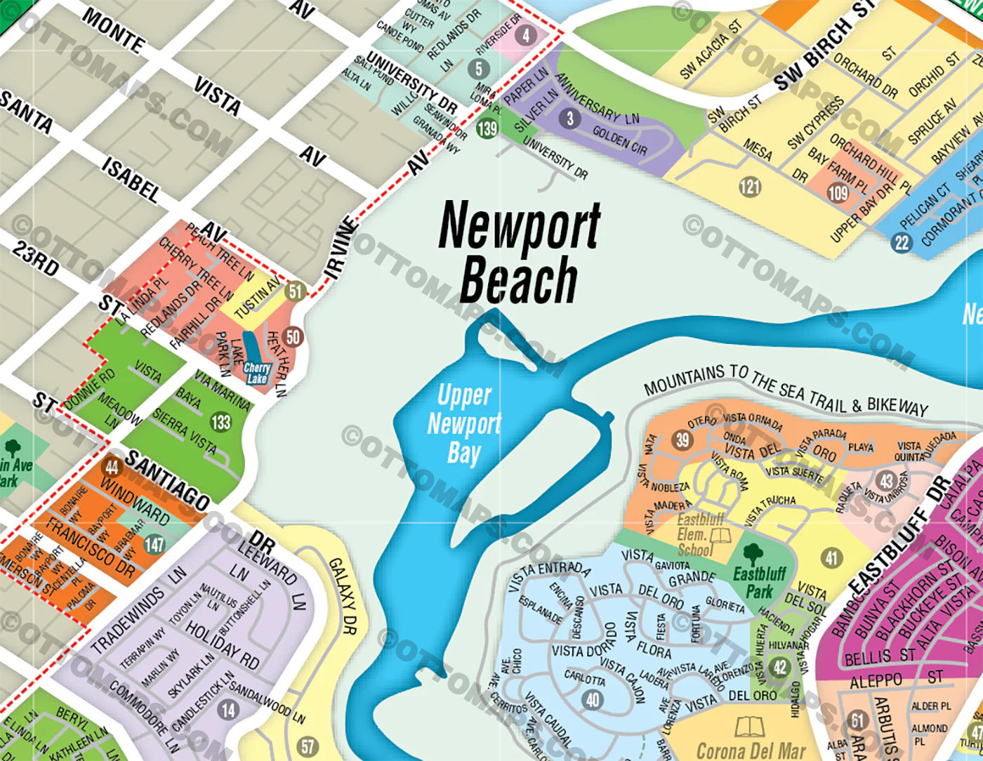 Newport Beach Map, Orange County, CA - FILES - PDF and AI, editable, vector, royalty free - Image 2
