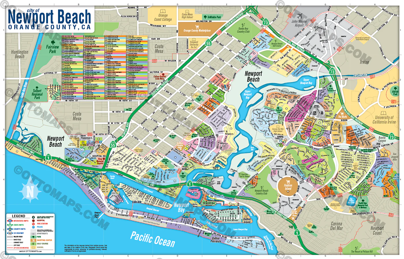 Newport Beach Map, Orange County, CA - POSTER PRINTS