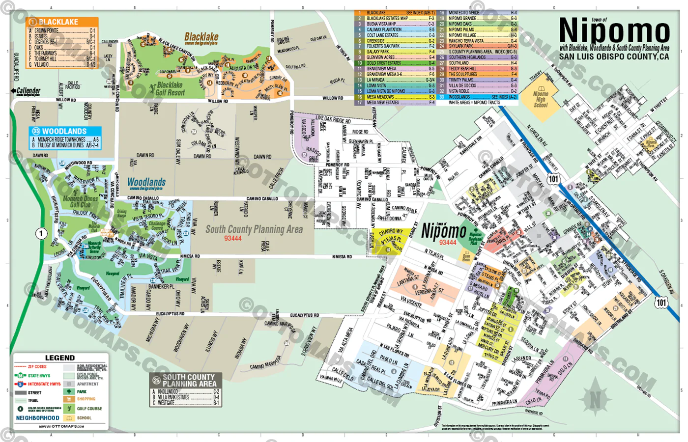 Nipomo Map, San Luis Obispo County, CA - FILES - PDF and AI, editable, vector, royalty free - Image 3