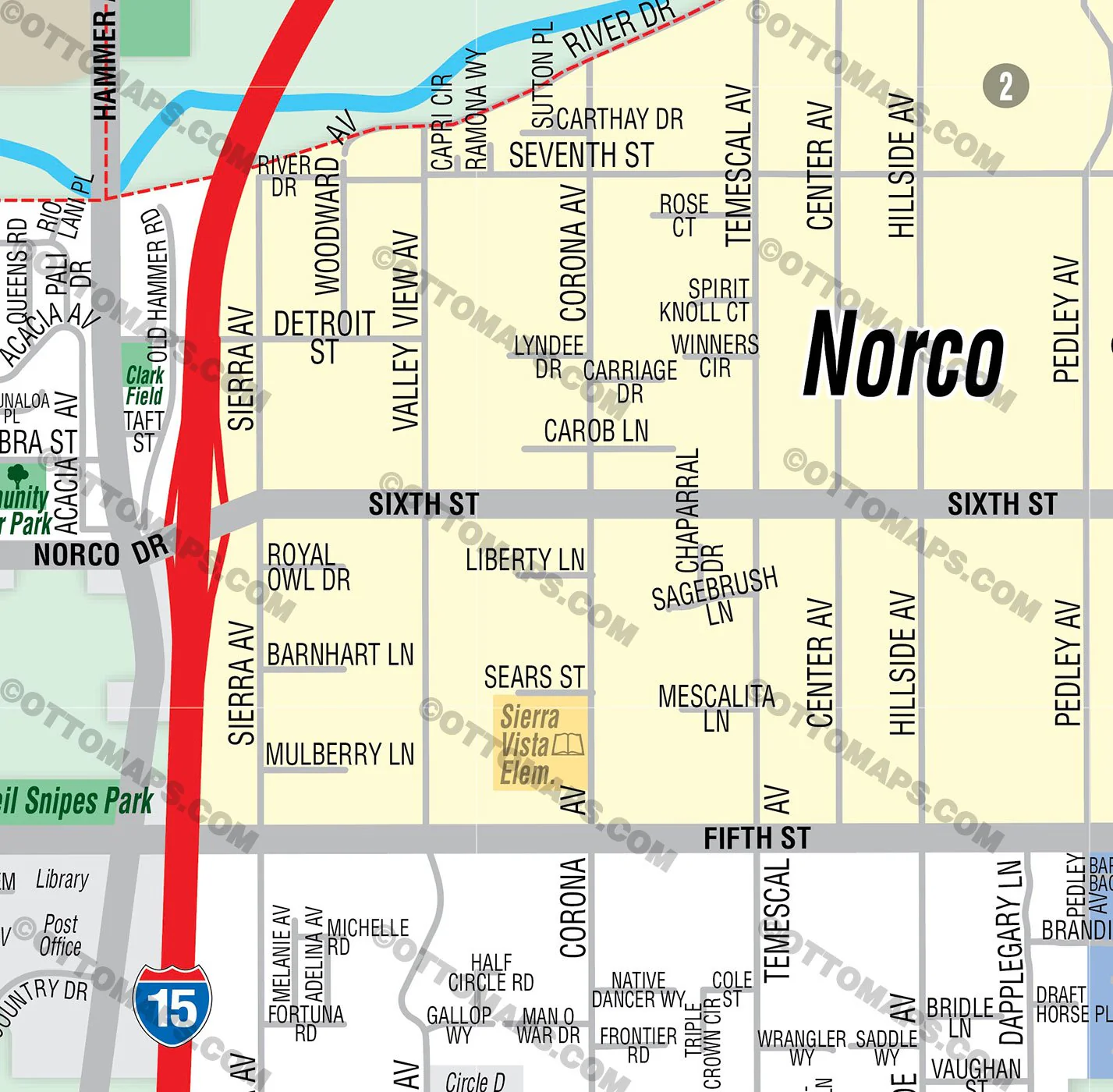 Norco Map, Riverside County, CA - FILES - PDF and AI, editable, vector, royalty free - Image 2