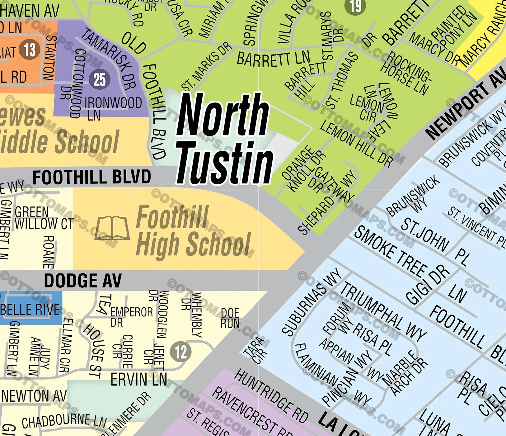 North Tustin Map, Orange County, CA - FILES - PDF and AI, editable, vector, royalty free - Image 2