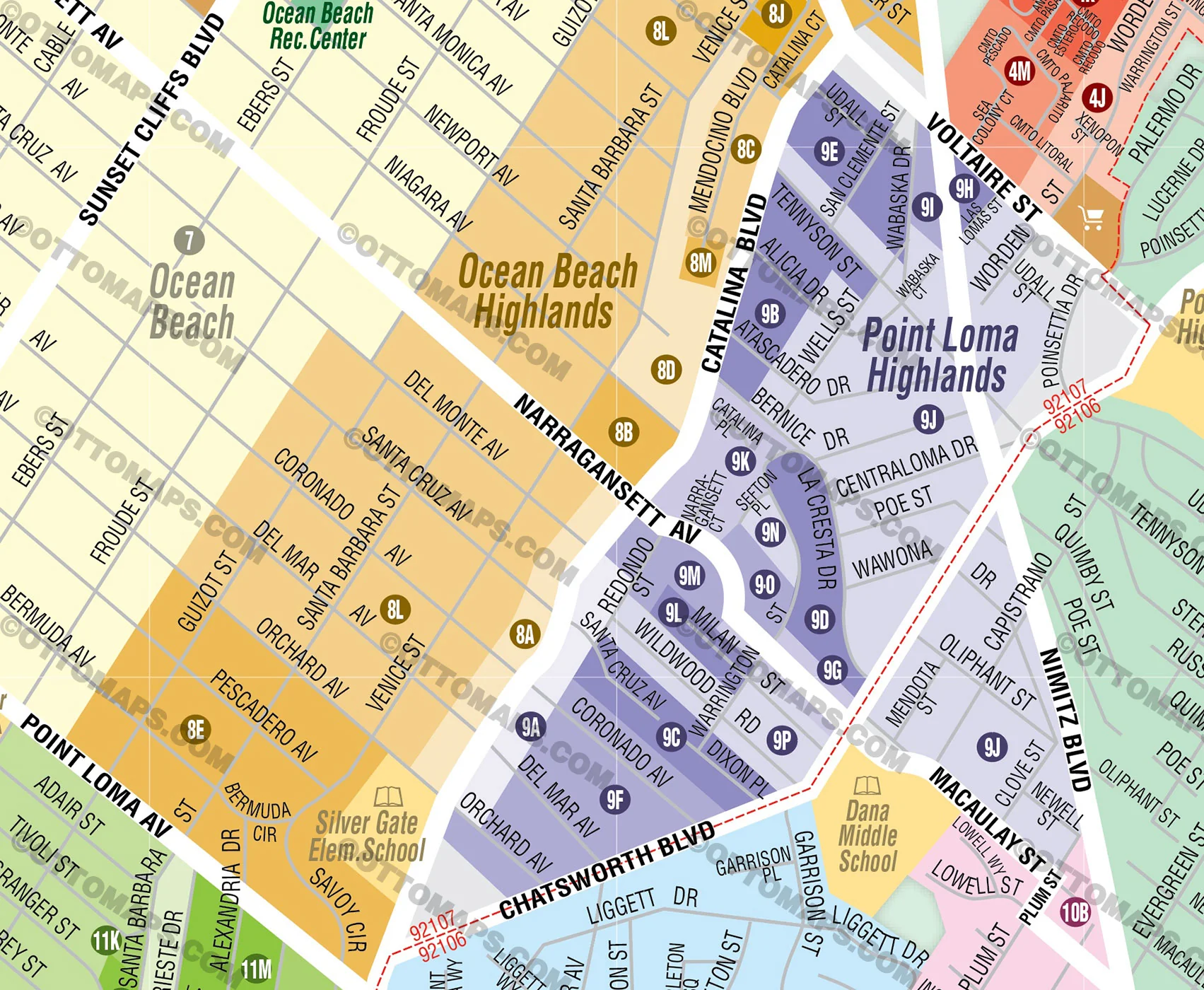 Ocean Beach Map - Point Loma Map – Subdivisions - FILES - PDF and AI, editable, vector, royalty free - Image 2