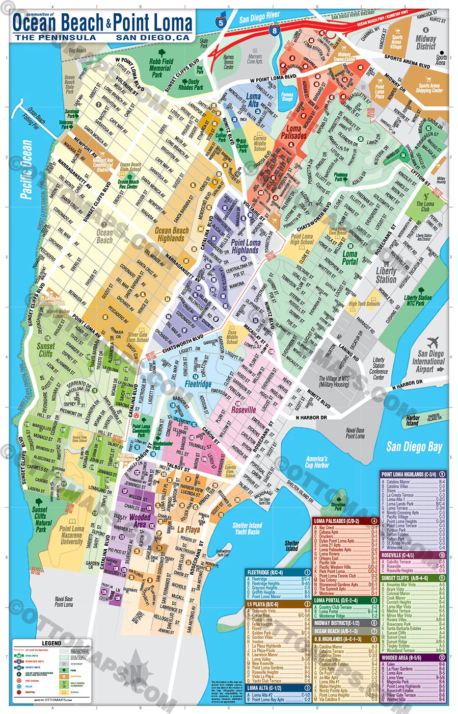 Ocean Beach Map - Point Loma Map – Subdivisions - FILES - PDF and AI, editable, vector, royalty free - Image 3