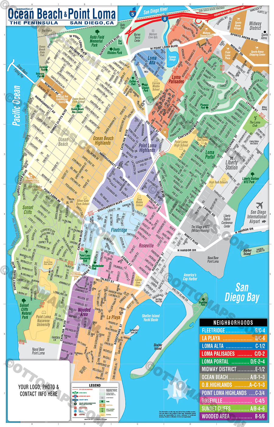 Ocean Beach Map - Point Loma Map – Neighborhoods - FILES - PDF and Adobe Illustrator