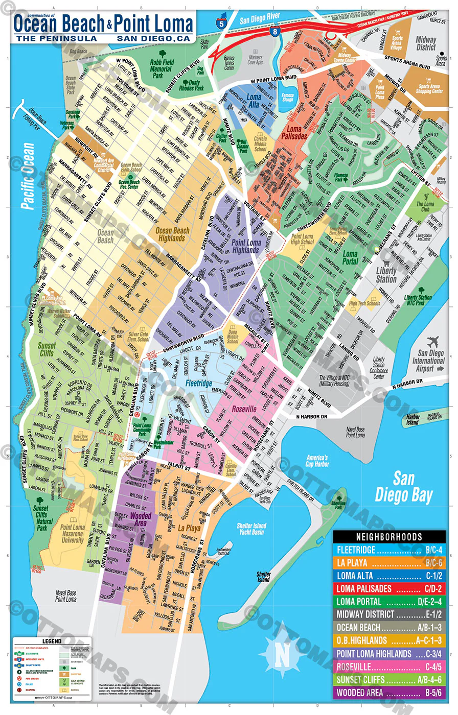 Ocean Beach Map - Point Loma Map – Neighborhoods - FILES - PDF and Adobe Illustrator - Image 3