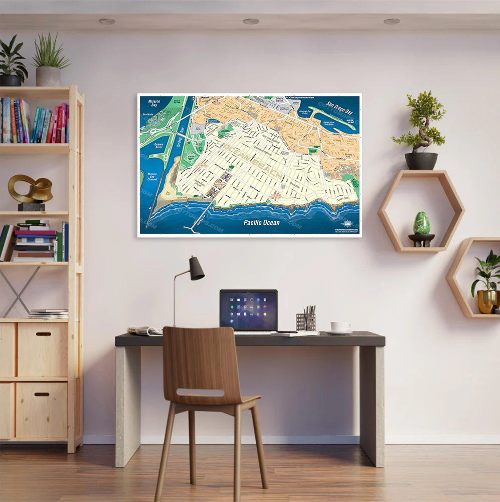 Ocean Beach Map (no Index) San Diego, CA - POSTER PRINTS - Image 2