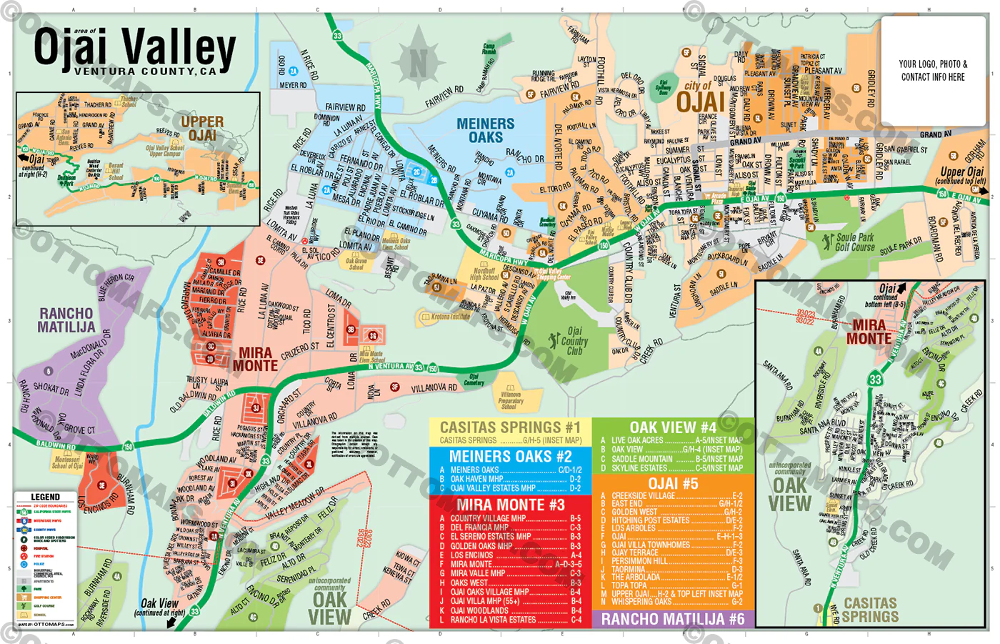 Ojai Valley Map, Ventura County, CA - FILES - PDF and AI, editable, vector, royalty free - Image 3