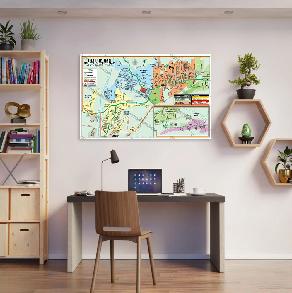 Ojai Unified School District Map, Ventura County, CA - POSTER PRINTS