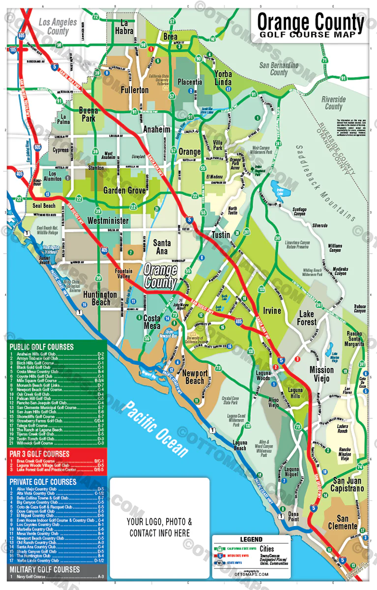 Orange County Golf Map - FILES - PDF and AI, editable, layered, vector, royalty free - Image 3