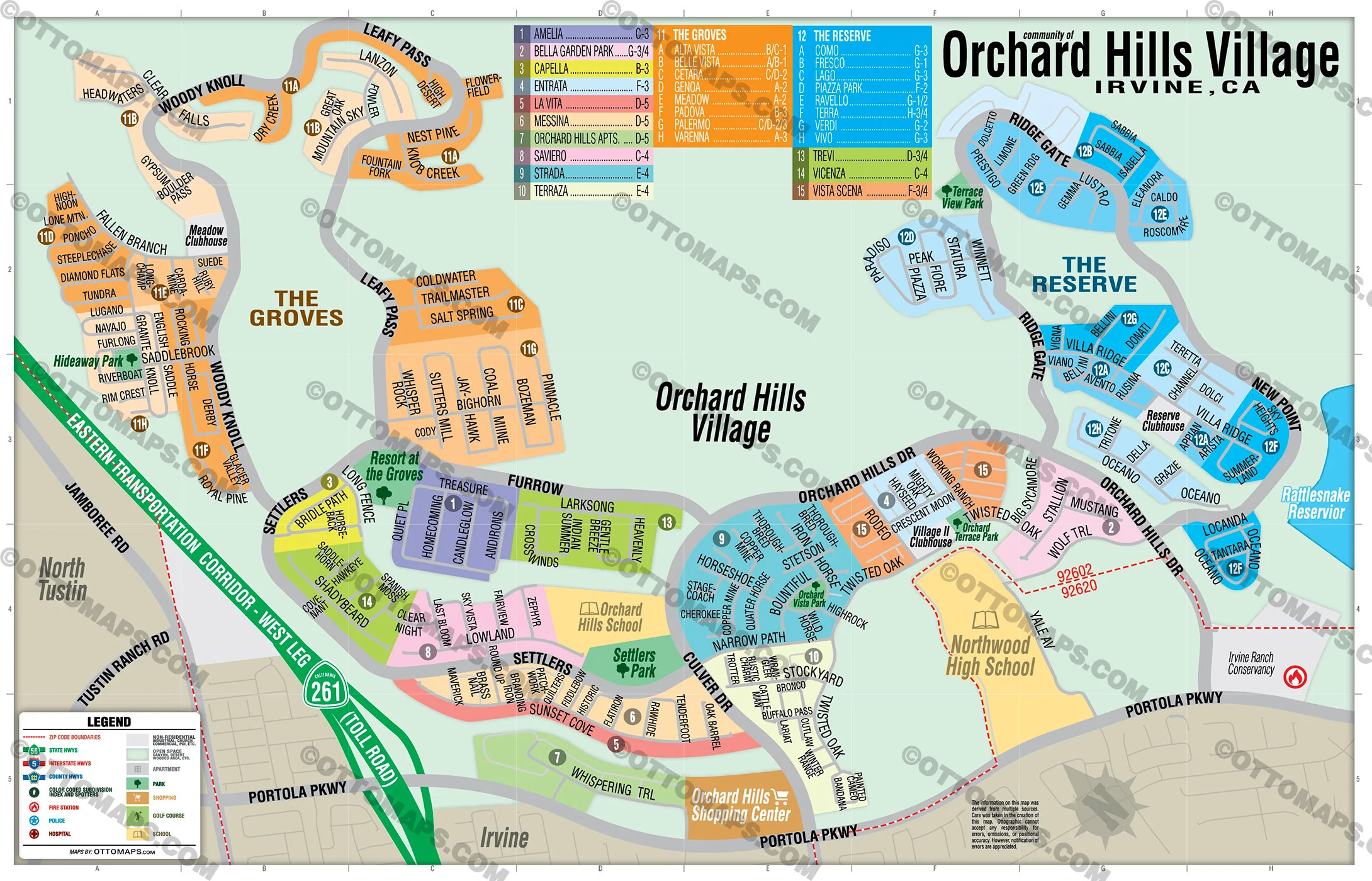 Orchard Hills Village Map, Irvine, CA - FILES - PDF and AI, editable, vector, royalty free - Image 3