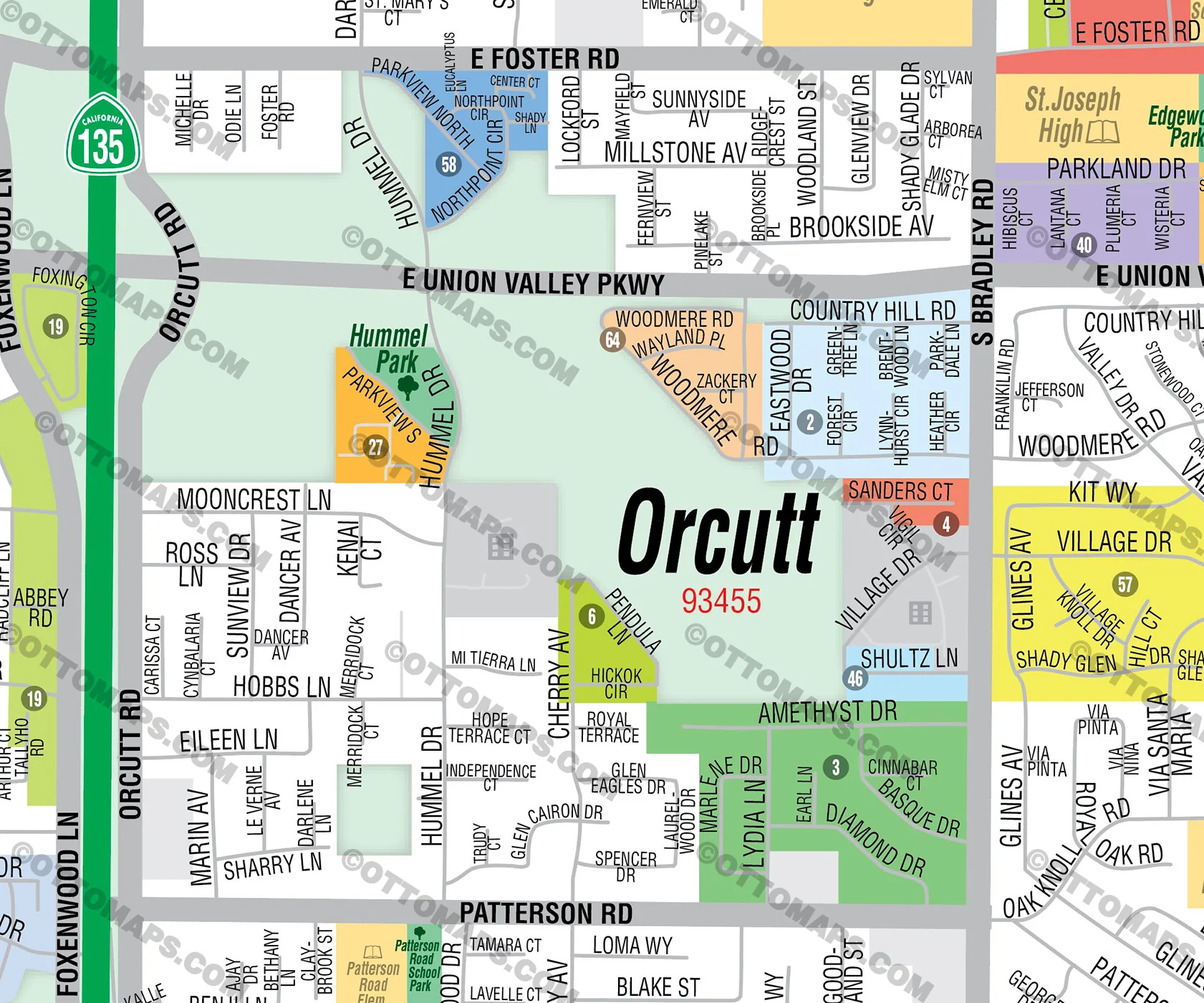 Orcutt Map, Santa Barbara County, CA - FILES - PDF and AI, editable, vector, royalty free - Image 2