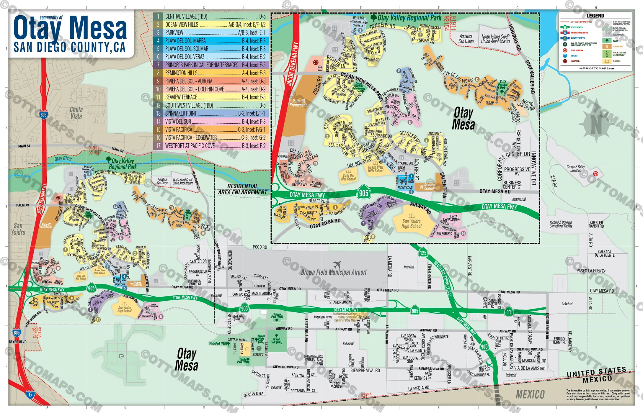 Otay Mesa Map, San Diego County, CA - FILES - PDF and AI, editable, vector, royalty free - Image 2