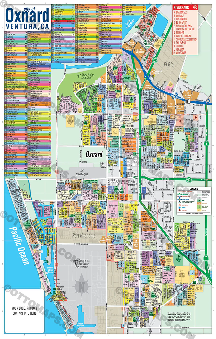 Oxnard Map, Ventura County, CA - FILES - PDF and AI Files, editable, vector, royalty free - Image 3