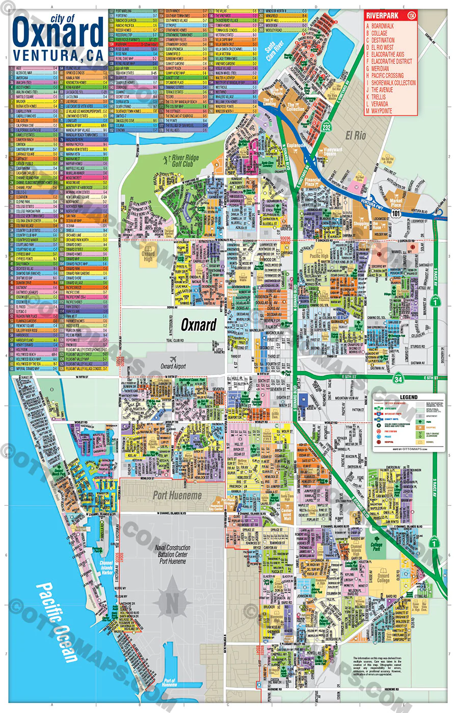 Oxnard Map, Ventura, CA - POSTER PRINTS