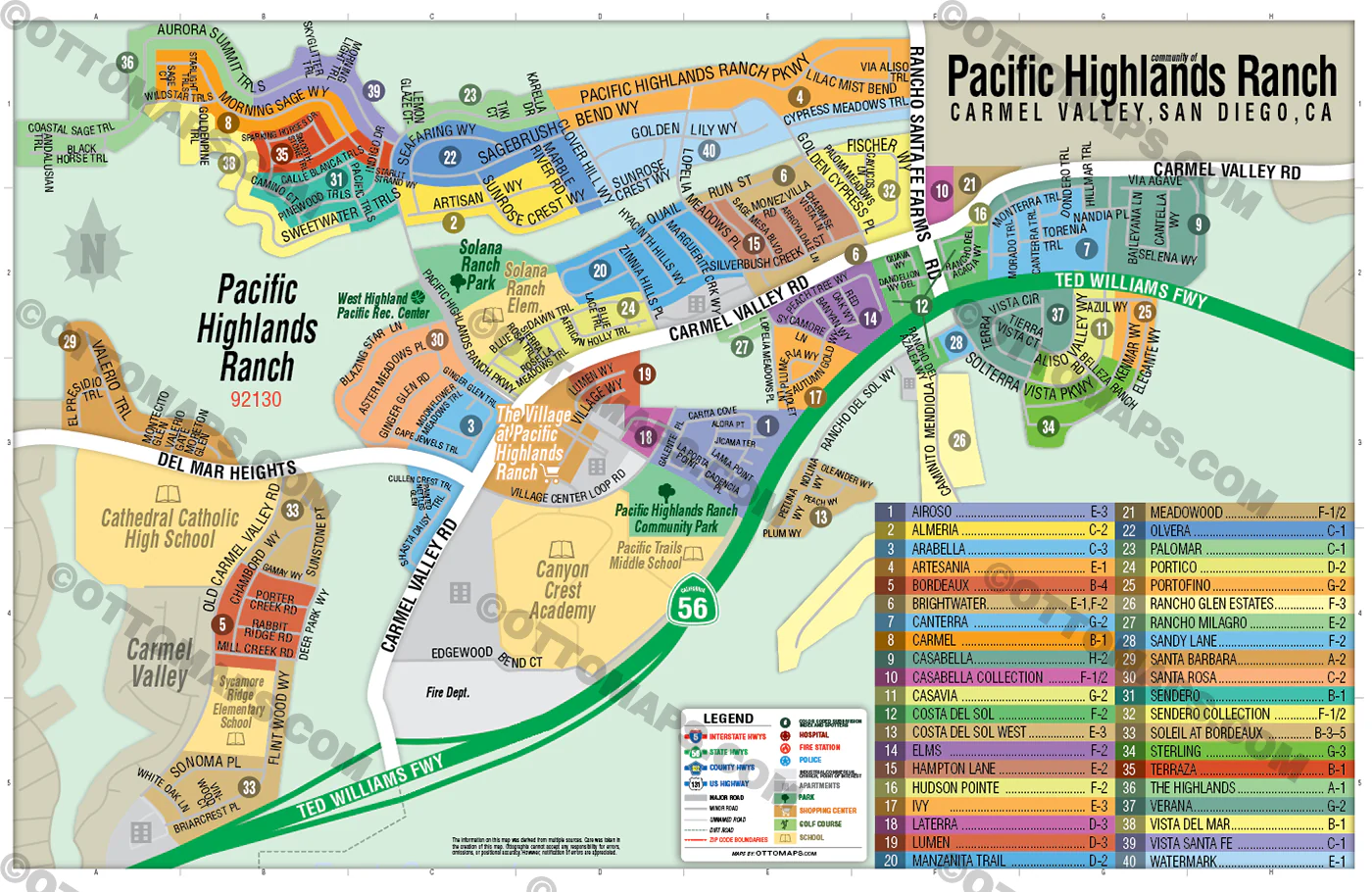 Pacific Highlands Ranch Map, San Diego County, CA - FILES - PDF and AI, editable, vector, royalty free - Image 3