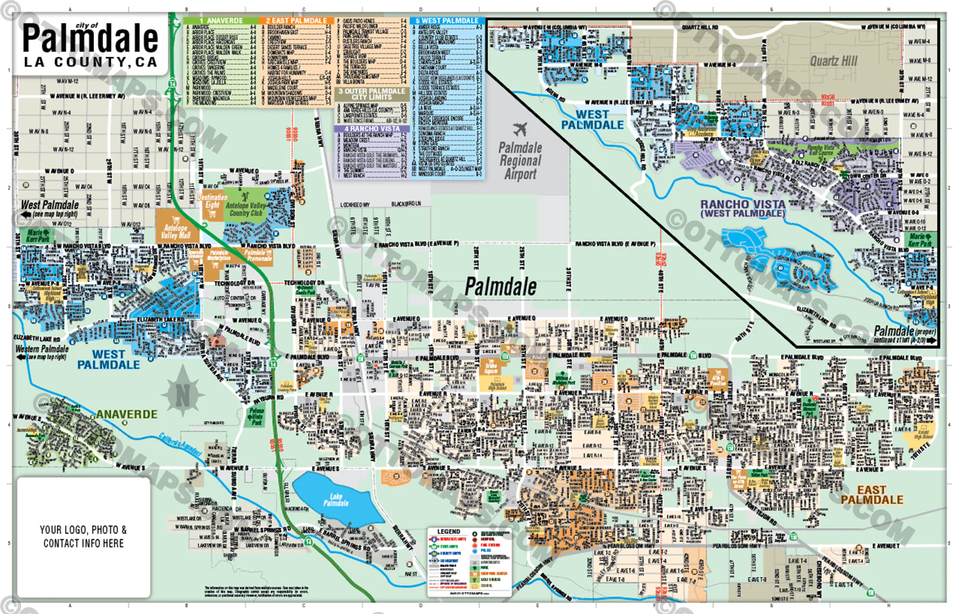 Palmdale Map, LA County - FILES - PDF and AI Files, editable, vector, royalty free - Image 3