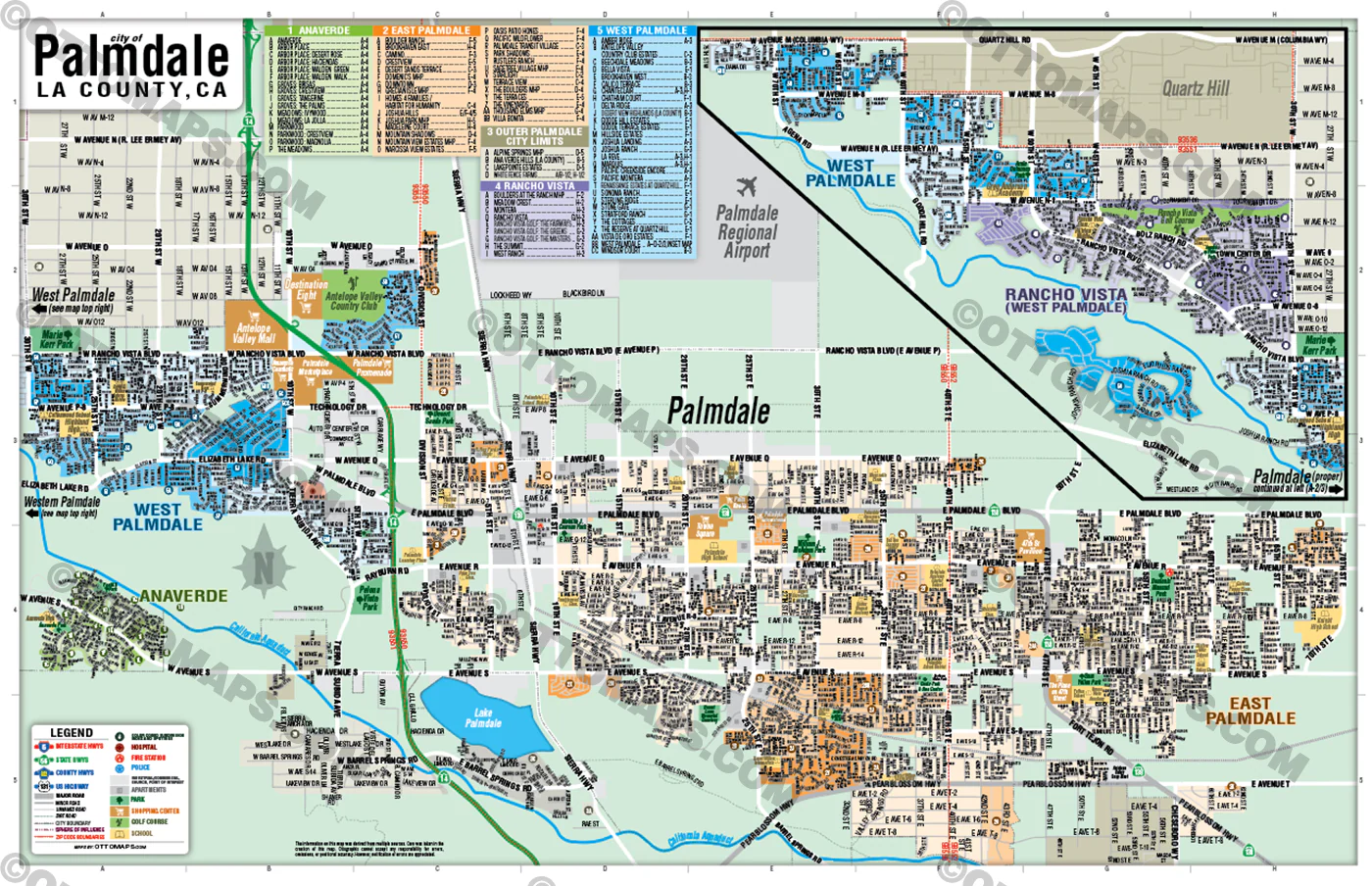 Palmdale Map, Los Angeles County - POSTER PRINTS