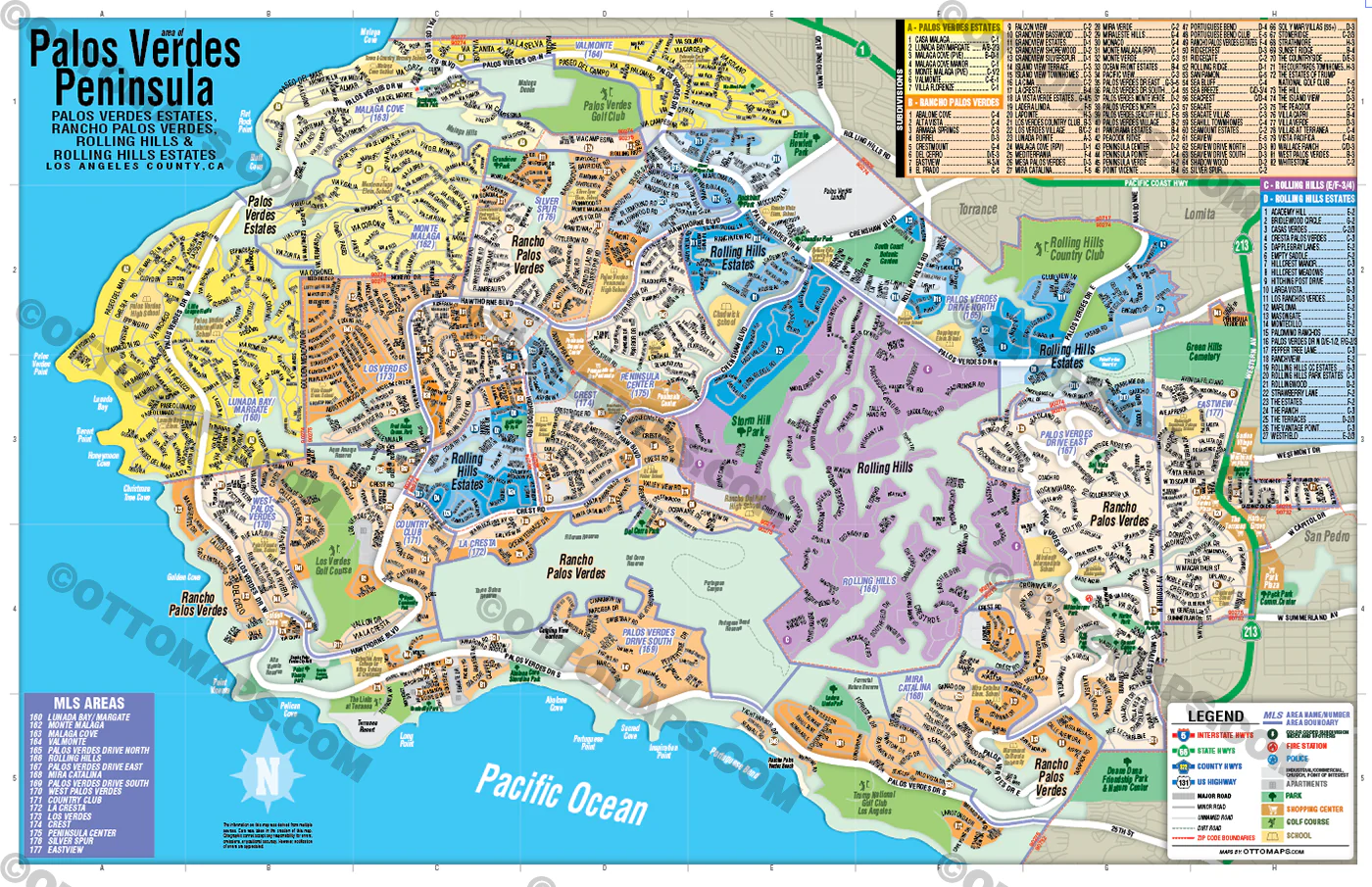 Palos Verdes Peninsula Map, LA County - POSTER PRINTS - Image 2