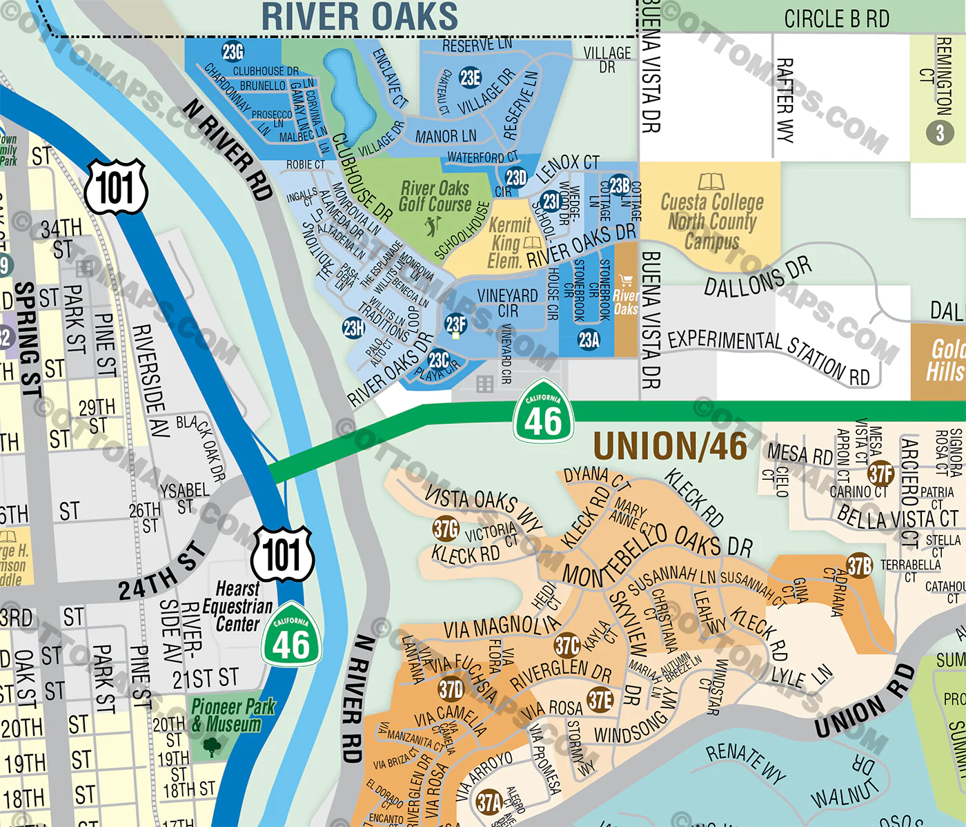 Paso Robles Map - San Luis Obispo County, CA - FILES - PDF and AI, editable, vector, royalty free - Image 2