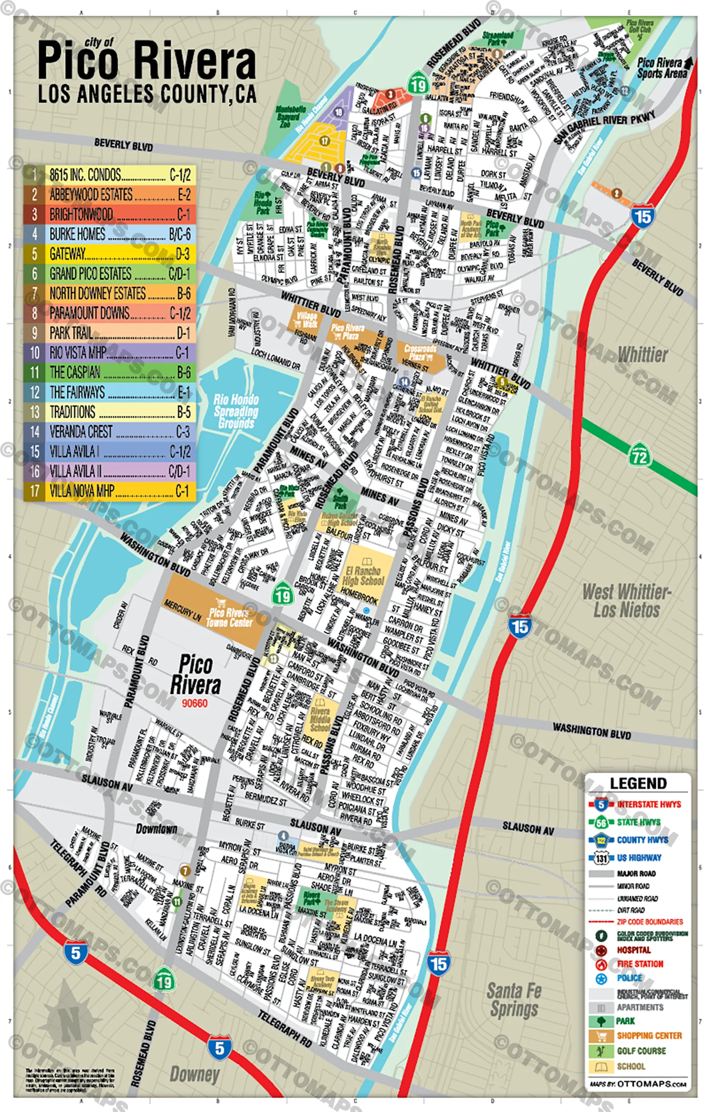 Pico Rivera Map, Los Angeles County, CA - FILES - PDF and AI, editable, vector, royalty free - Image 3