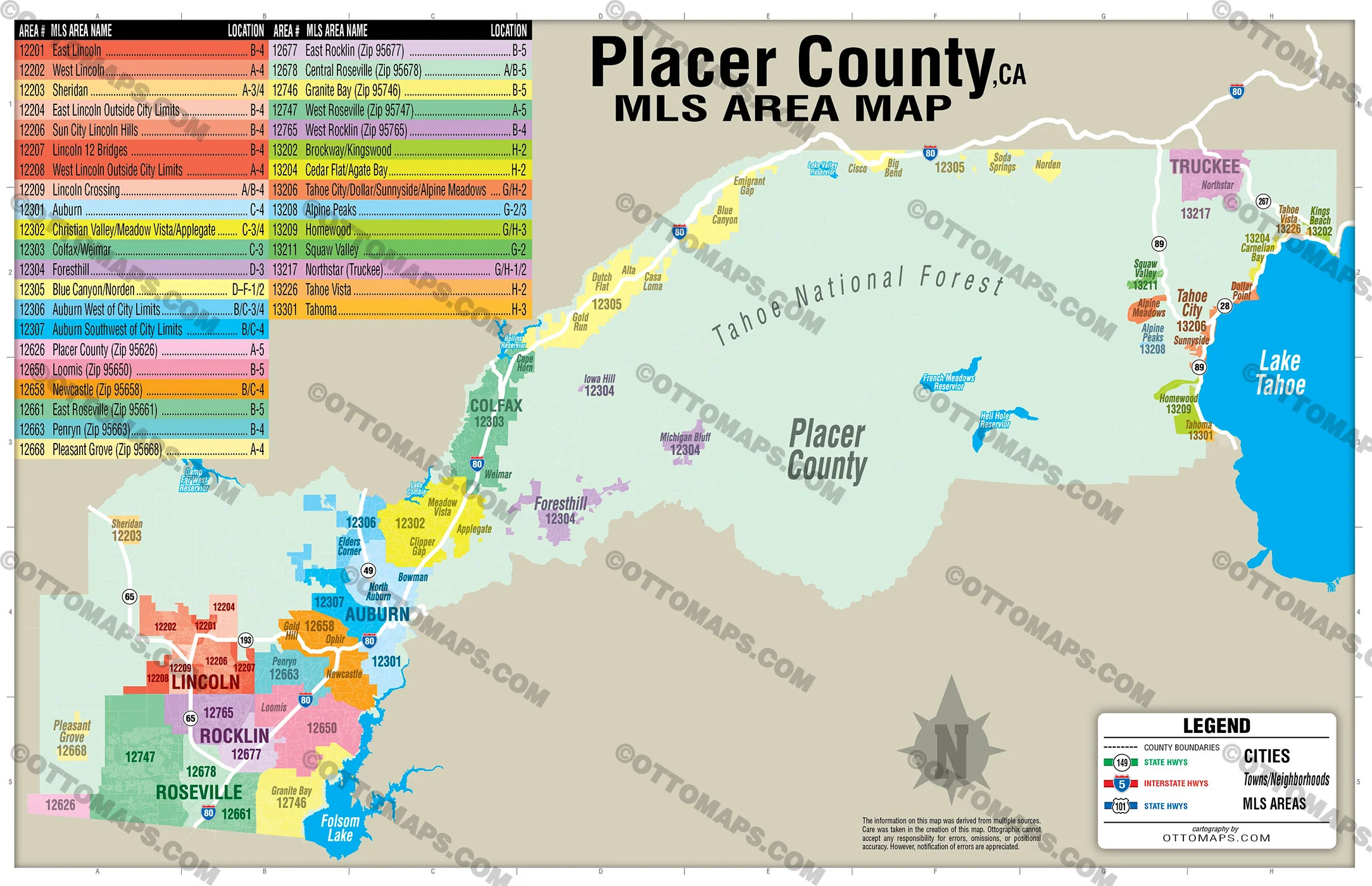 Placer County MLS Area Map - California - FILES - PDF and AI, editable, vector, royalty free - Image 3