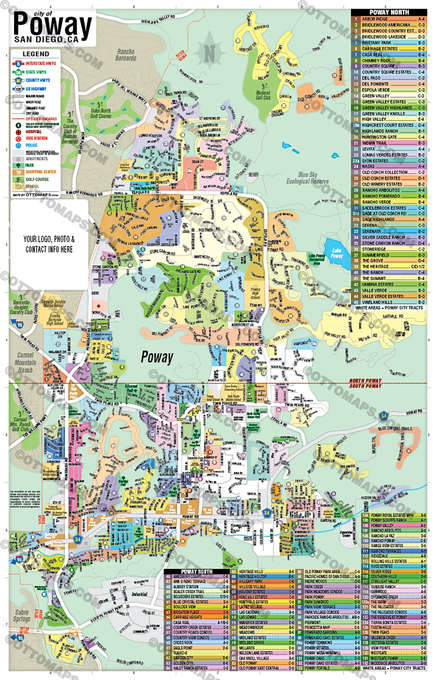 Poway Map, San Diego County, CA - FILES - PDF and AI, editable, vector, royalty free - Image 3