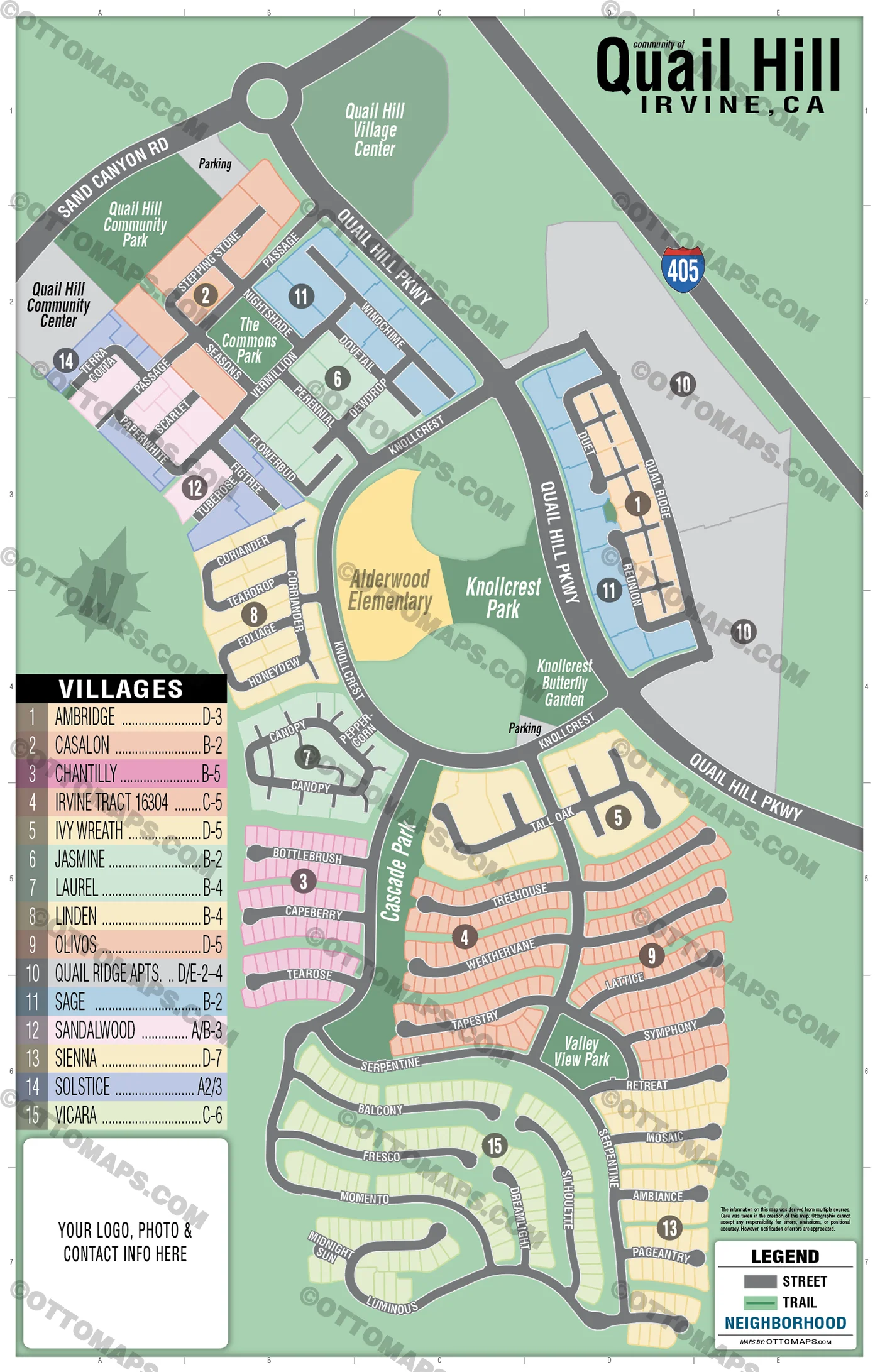 Quail Hill Map, Irvine, CA - FILES - PDF and AI, editable, vector, royalty free