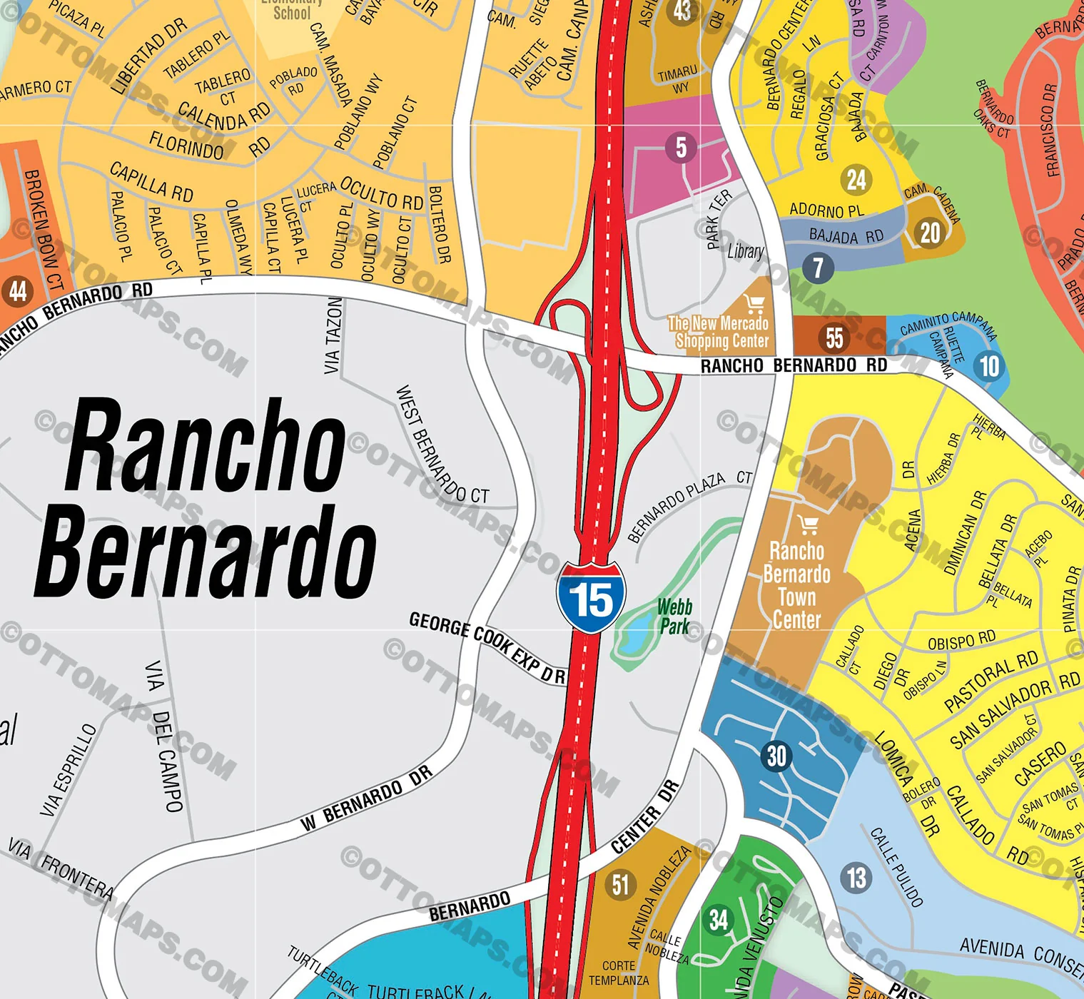 Rancho Bernardo Map, San Diego County, CA - FILES - PDF and AI, editable, vector, royalty free - Image 2
