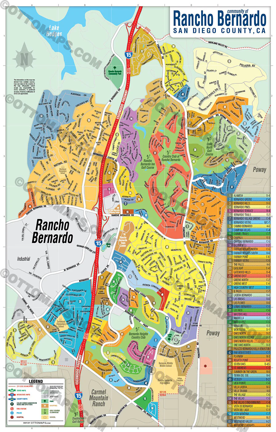 Rancho Bernardo Map, San Diego County, CA - FILES - PDF and AI, editable, vector, royalty free - Image 3