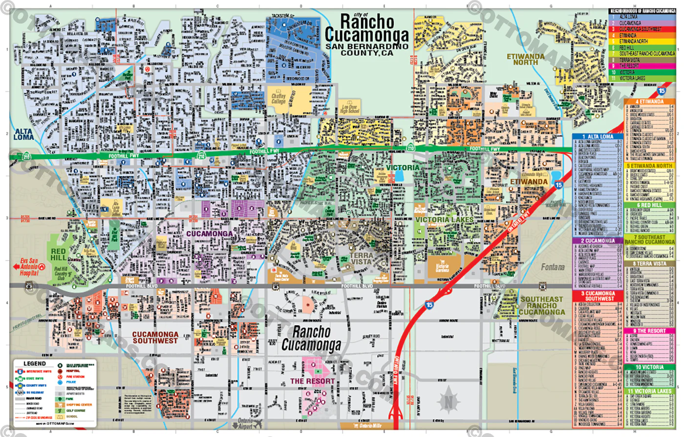 Rancho Cucamonga Map, San Bernardino County, CA - FILES - PDF and AI, editable, vector, royalty free - Image 3