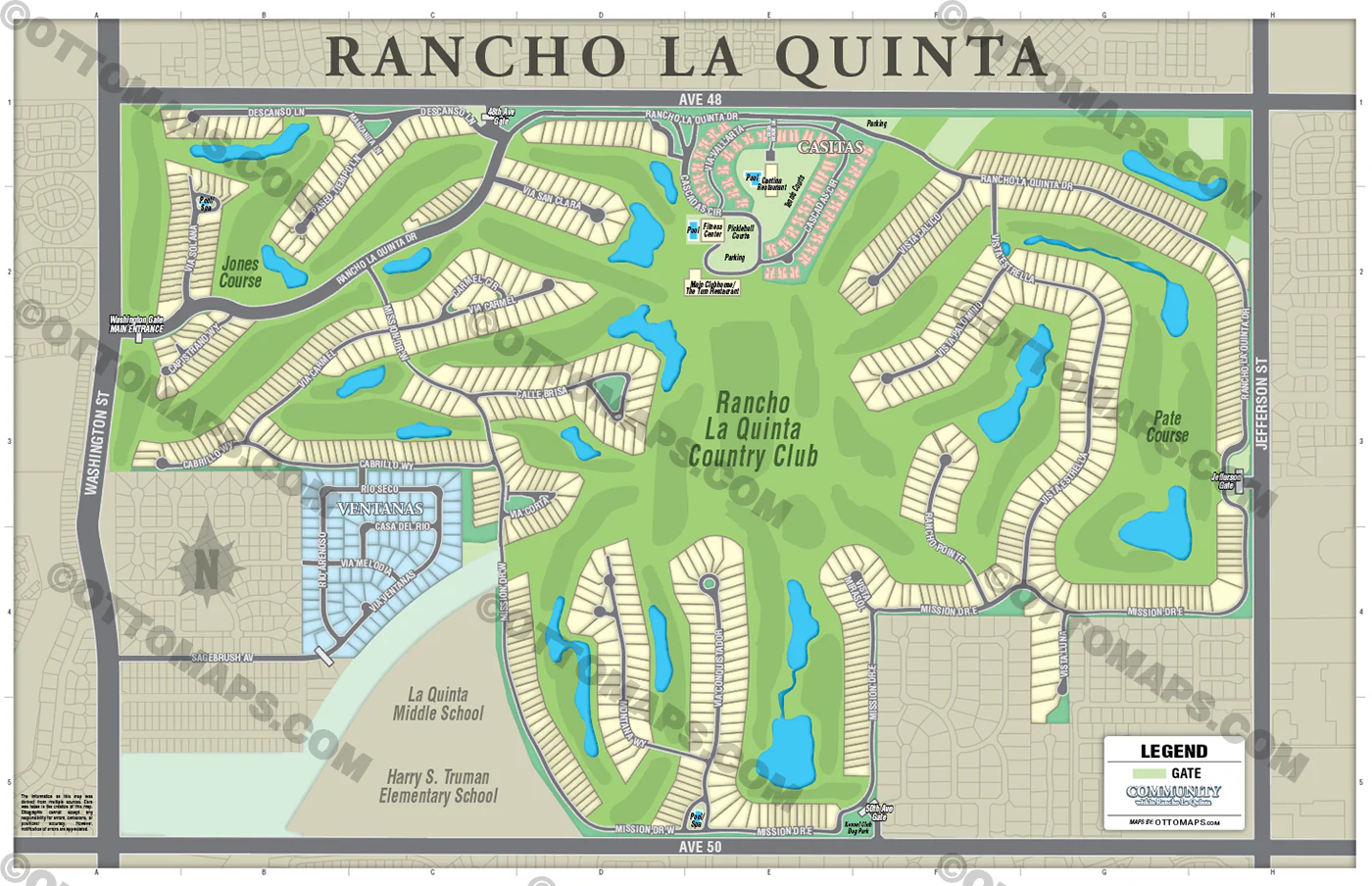 Rancho La Quinta Map, Riverside County, CA - POSTER PRINTS - Image 2