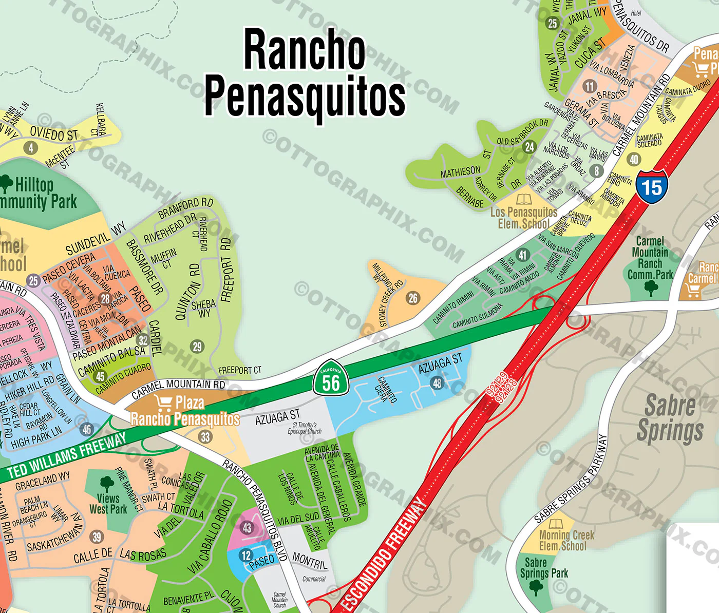 Rancho Penasquitos Map, San Diego County, CA - FILES - PDF and AI, editable, vector, royalty free - Image 2