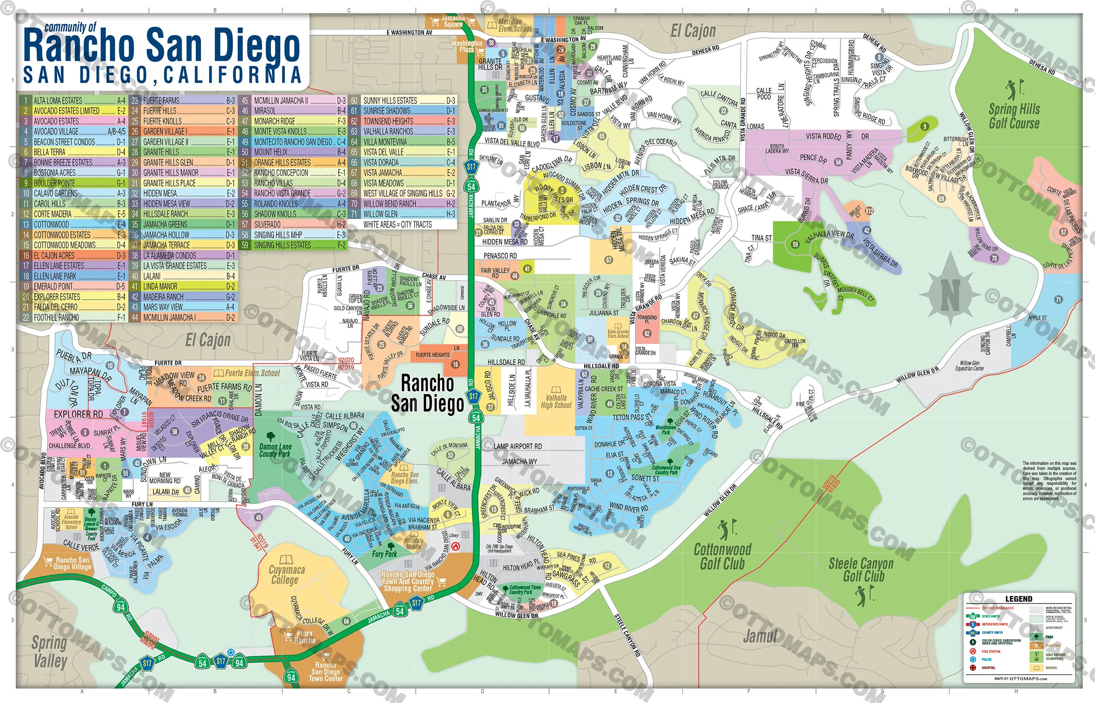 Rancho San Diego Map, San Diego County, CA - FILES - PDF and AI, editable, vector, royalty free - Image 2