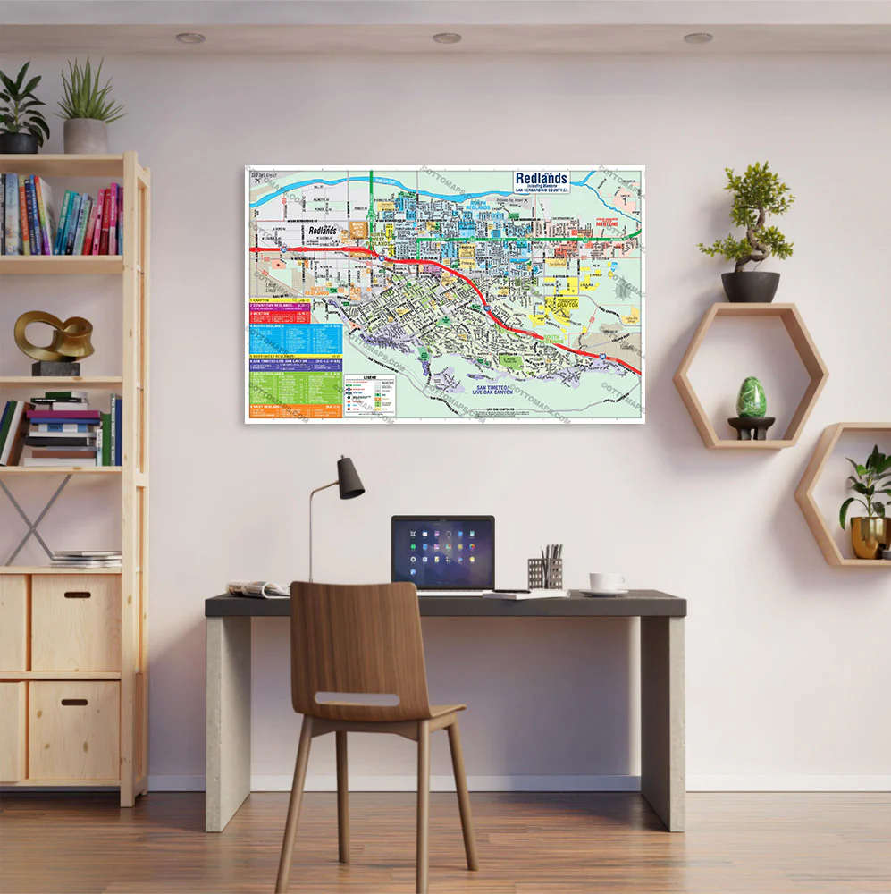 Redlands Map with Mentone, San Bernardino County, CA - POSTER PRINTS - Image 2
