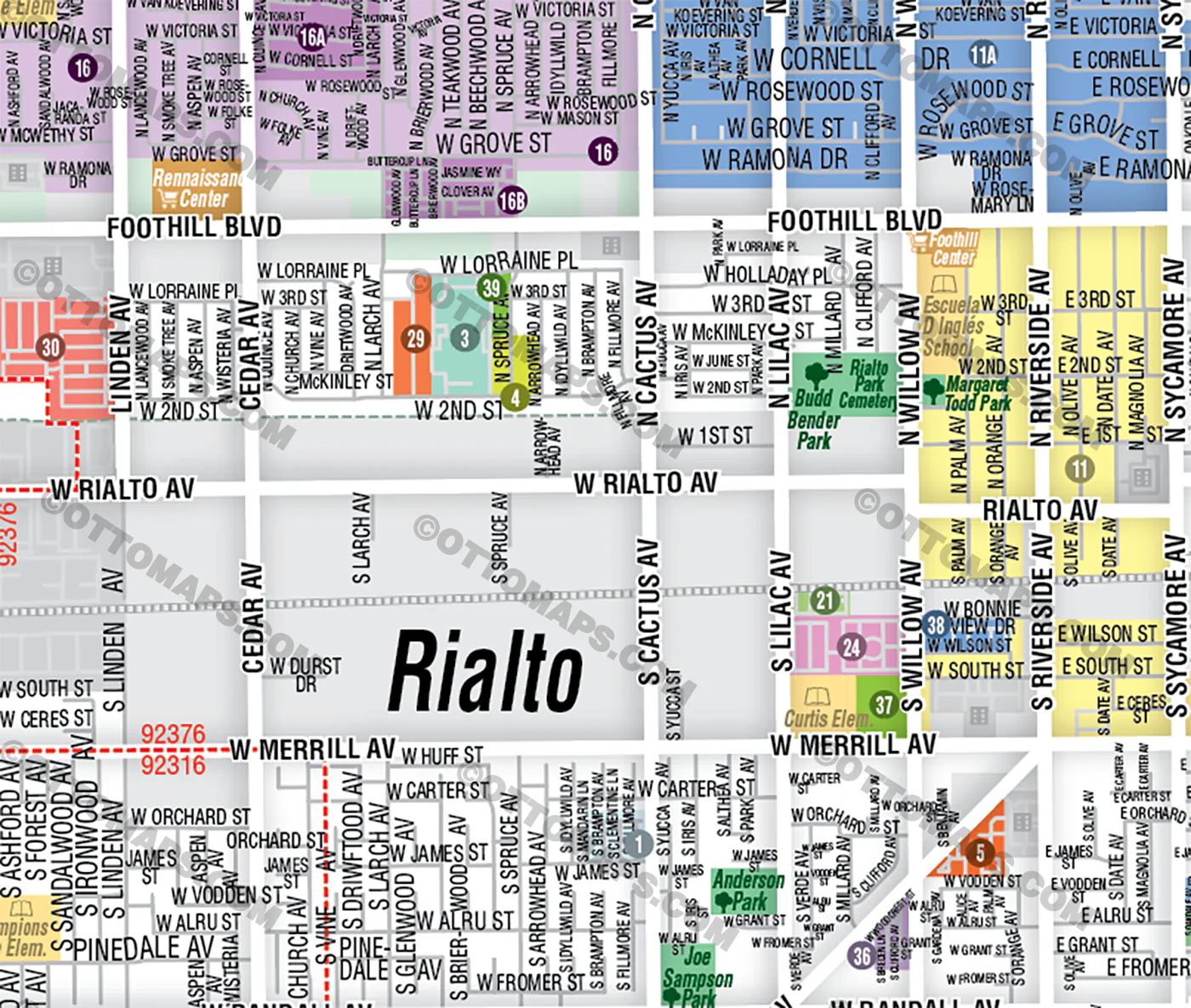 Rialto Map, San Bernardino County, CA - FILES - PDF and AI Files, editable, vector, royalty free - Image 2