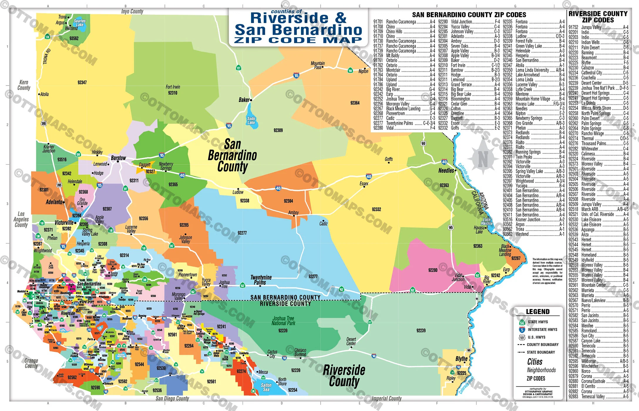 Inland Empire Zip Code Map, Riverside and San Bernardino Counties - FILES - PDF and AI, editable, vector, royalty free - Image 2