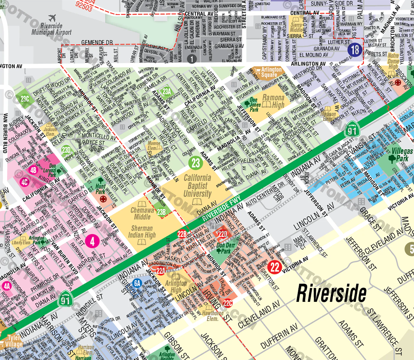 Riverside City Map, CA - FILES - PDF and AI, editable, vector, royalty free - Image 2