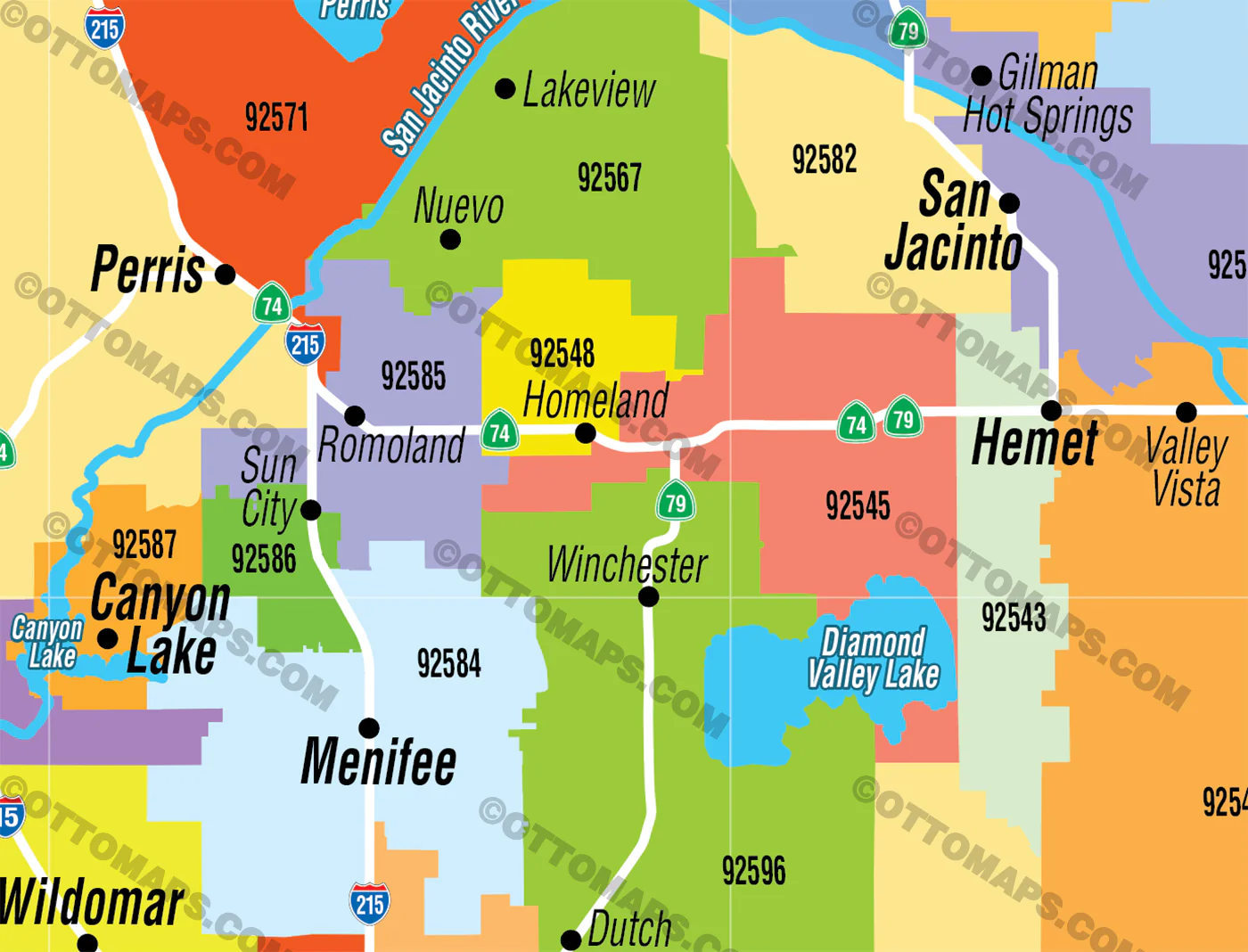 Riverside County Zip Code Map - FILES - PDF and AI Files, editable, vector, royalty free - Image 2