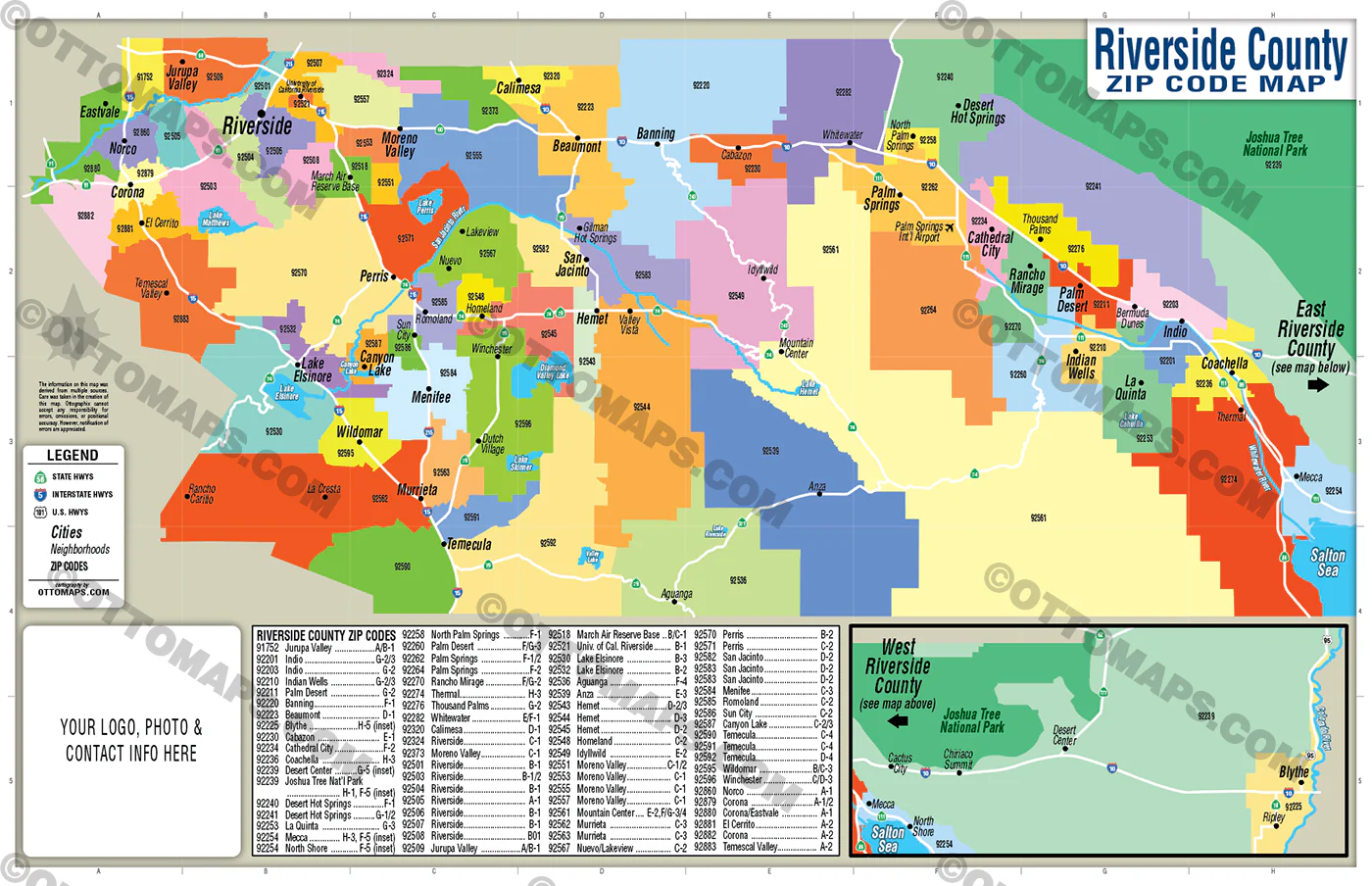 Riverside County Zip Code Map - FILES - PDF and AI Files, editable, vector, royalty free - Image 3