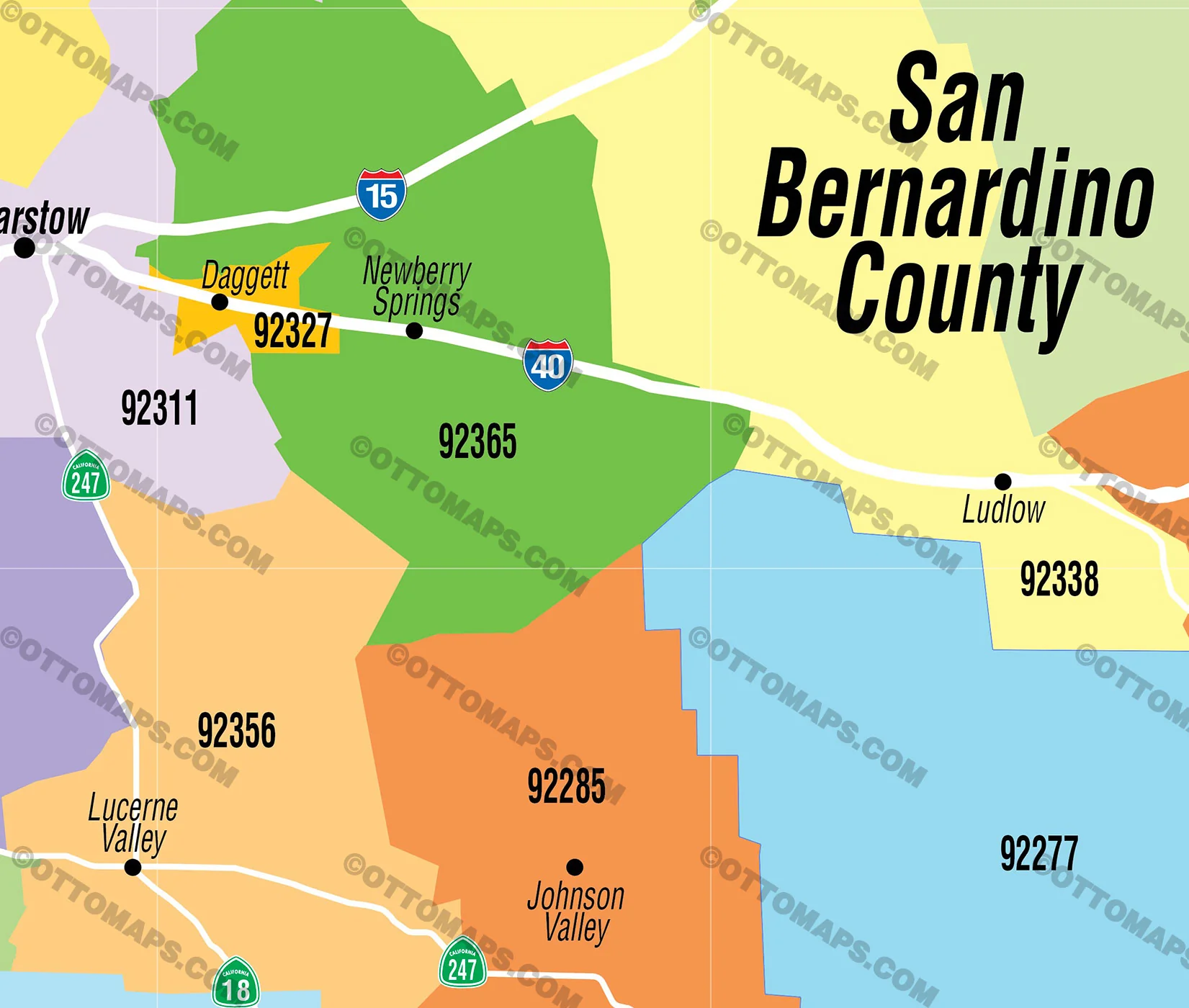 San Bernardino County Zip Code Map - FILES - PDF and AI Files, editable, vector, royalty free - Image 2