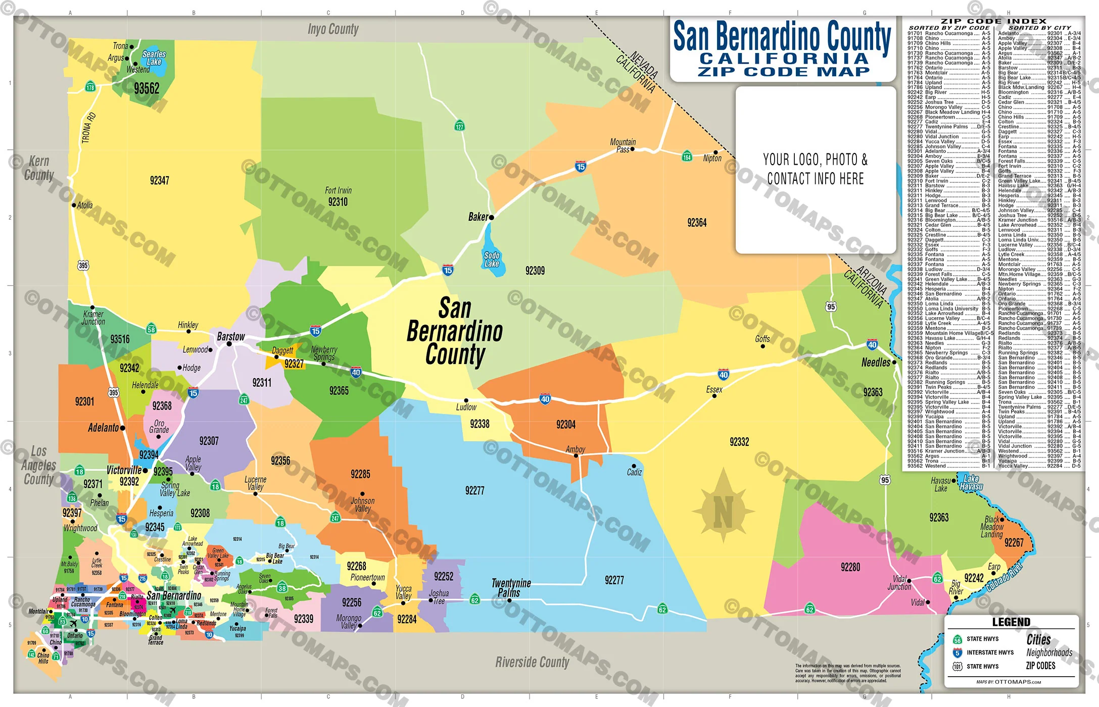 San Bernardino County Zip Code Map - FILES - PDF and AI Files, editable, vector, royalty free - Image 3