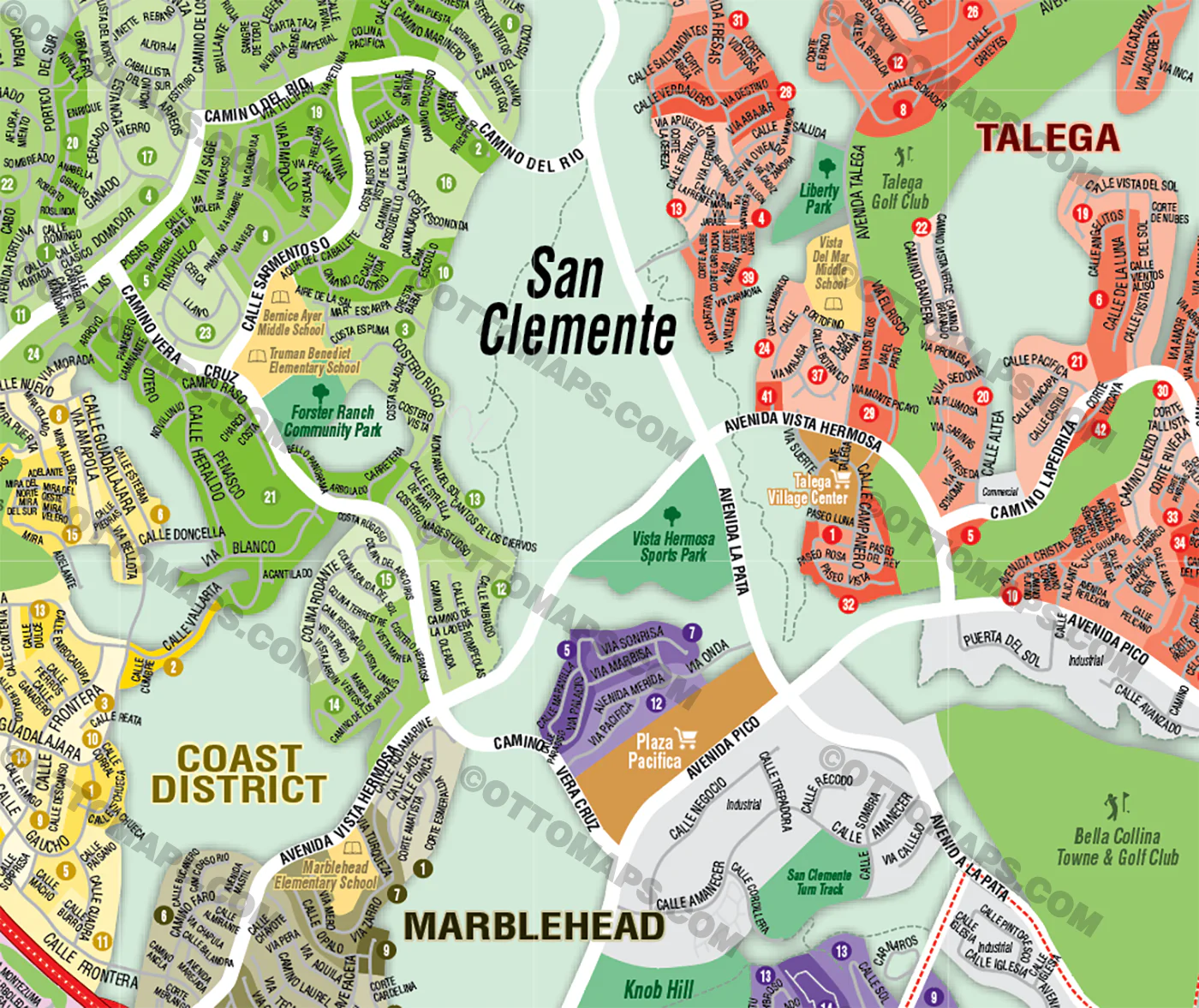 San Clemente Map, Orange County, CA - FILES - PDF and AI, editable, vector, royalty free - Image 2
